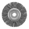 Rund nylonborste med centrum av metall, med text "MAX 4500 RPM" och "WEAR EYE PROTECTION".