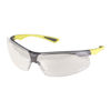Skyddsglasögon med klara linser, svart och grönt båge.