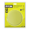Förpackning innehållandes en rund, grön polersvamp på 125 mm. Märkt "RYOBI" och passar verktyg R18P-0.