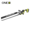 Grön och svart batteridriven häcksax med svart klinga och loggan "ONE+ 18V" längst upp till vänster.