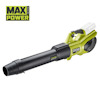 Grön och svart lövblåsare av märket RYOBI med texten "MAX POWER" i övre vänstra hörnet.