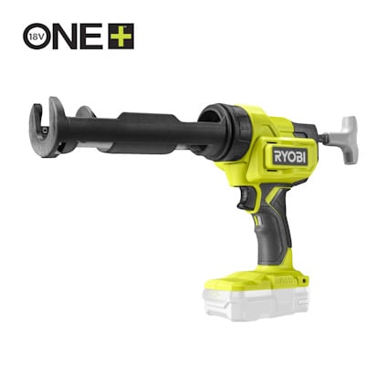 Grön och svart fogspruta med batterifäste i botten, märkt "RYOBI" och "18V ONE+".