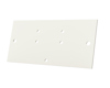 Rektangulär vit platta med sex runda hål jämnt fördelade över ytan.