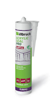Vit tätningsmassa i patron med etiketttext: "illbruck Acrylic Seal Pro LD714".