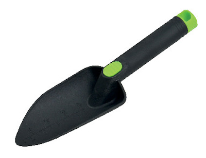 Grön och svart planteringsspade med graderad blad.