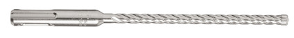 Metallisk borr med spiralformad design och robust skaft.