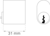Illustration av en cylindrisk låsdel med måttet 31 mm markerat på den vänstra profilen.