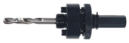 Hålsåg med borr och chuck i metall, med svart och silverfärgad finish.