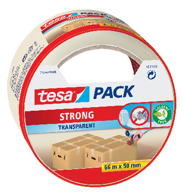 PACKTEJP AV POLYPROPEN STRONG 66 M TRANSPARENT ELLER BRUN - Tesa