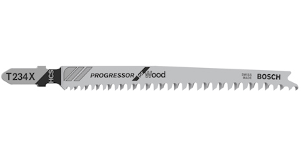 Sticksågblad märkt "T234X" och "BOSCH", anpassat för träbearbetning.
