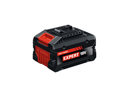 Svart och röd Bosch 18V batteri med texten "EXPERT".