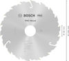 Cirkelsågklinga av märket Bosch PRO Wood, 165 mm diameter, 30 mm hål, grå med silverfärgade tänder.
