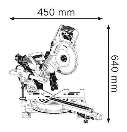 Illustration av kapsåg med mått 450 mm bredd och 640 mm höjd.