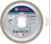 Rund kapskiva Bosch Pro X-LOCK, diameter 125 mm, max 12250 rpm, symboler för säkerhetsanvisningar och kompatibel utrustning.