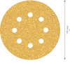 Slipskiva av sandpapper med åtta hål, 125 mm i diameter.