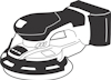 Illustration av en handhållen slipmaskin i svartvitt.