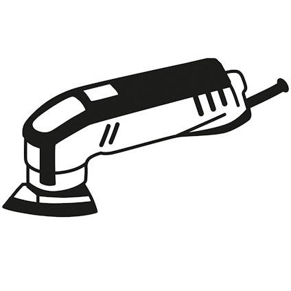 Illustration av ett multiverktyg med ett oscillerande huvud och ett elsladd.
