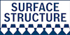 "Surface Structure" står med blå text på vit bakgrund, tillsammans med dekorativa former nedtill.