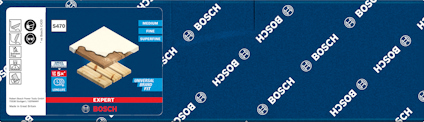 Förpackning för Bosch Expert S470 sandpapper med logotyper och instruktioner.