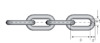 Diagram över en metallkedja med länkmått märkta som "w1", "d" och "p".